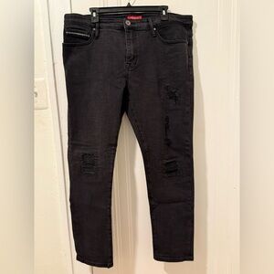 Guess Men's Charcoal Distressed Skinny Jeans